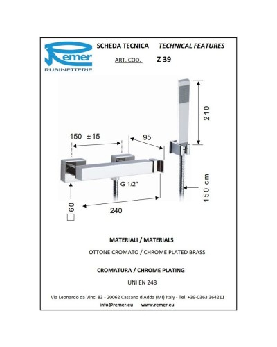 Смеситель для душа Remer Flash Z39