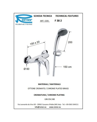 Смеситель для душа Remer Serie 35 F38