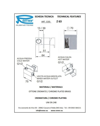Смеситель для душа Remer Flash Z63