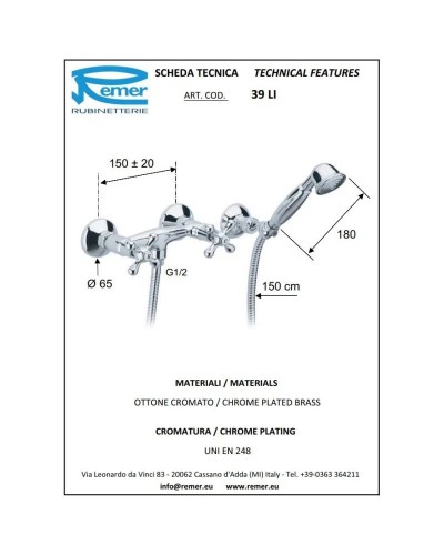 Смеситель для душа Remer Liberty 39LI