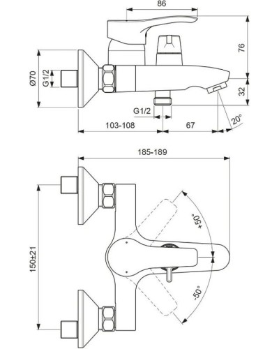 Смеситель для ванны Vidima Meloy BA411AA Хром