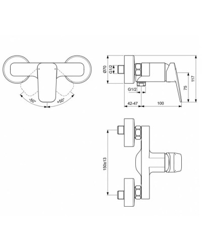 Смеситель для душа Ideal Standard Ceraplan BD250AA Хром