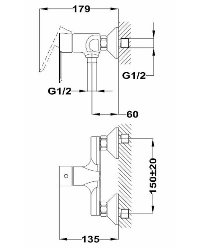 Смеситель для душа Teka Petra 812316200 Хром