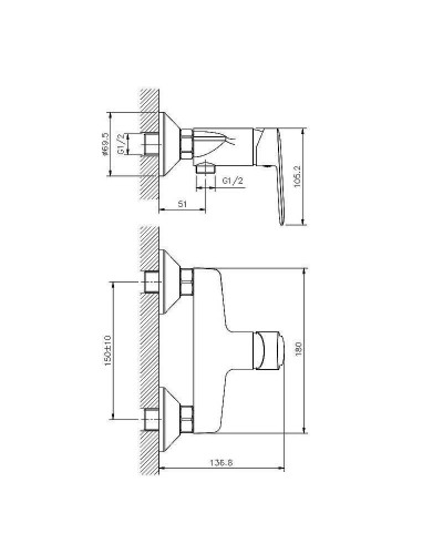 Смеситель для душа Koller Pool Line LN0450 Хром