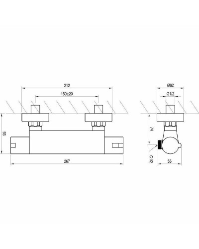 Смеситель для душа Ravak Termo TE 072.00/150 X070051 с термостатом Хром