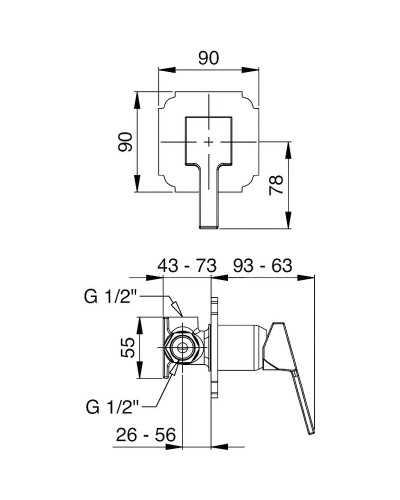Смеситель для душа Cezares Legend-DIM-03/24 Золото 24 карат