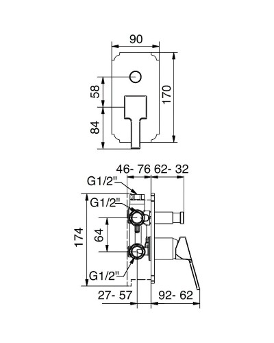 Смеситель для душа Cezares Legend-VDIM-02 Бронза