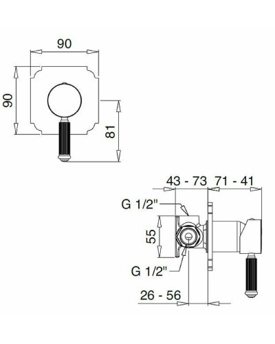 Смеситель для душа Cezares Olimp DIM2-L OLIMP-DIM2-03/24-L Золото 24 карат