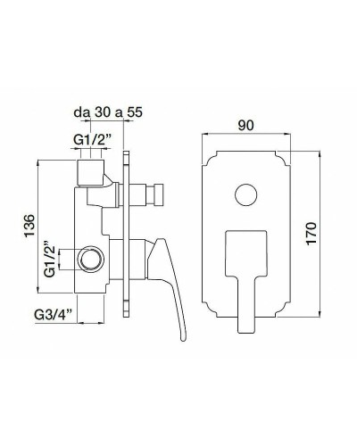 Смеситель для душа Cezares Olimp VDIM-L OLIMP-VDIM-03/24-L Золото 24 карат