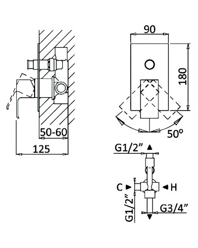 Смеситель для душа Cezares Porta-VDIM-BIO Белый матовый