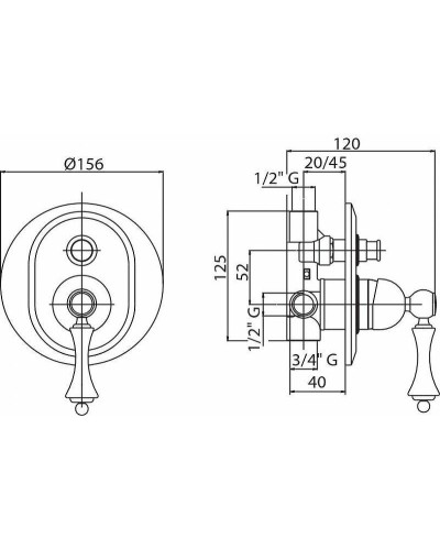 Смеситель для душа Cezares Margot MARGOT-VDIM-02-Bi Бронза