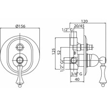 Смеситель для душа Cezares Margot MARGOT-VDIM-03/24-Bi Золото 24 карат