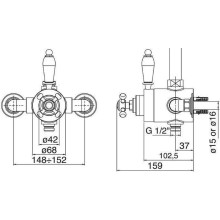 Смеситель для душа Cezares Vintage VINTAGE-D-T-03/24-Sw с термостатом Золото 24 карат