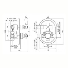 Смеситель для душа Cezares Vintage VINTAGE-VDIM2-T-03/24-Sw с термостатом Золото 24 карат