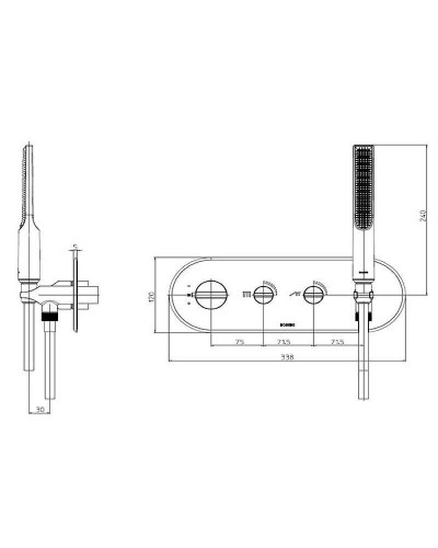 Смеситель для душа Bossini Apice Z00523.030 с термостатом Хром