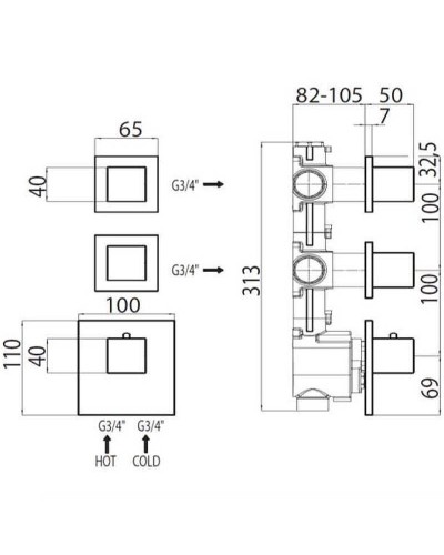 Смеситель для душа Bossini Outlets Z033203.030 с термостатом Хром