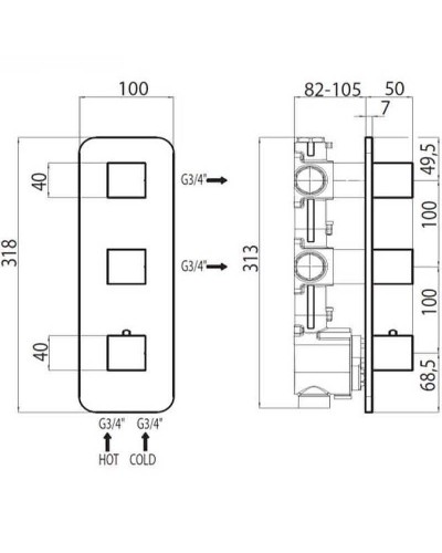 Смеситель для душа Bossini Outlets Z031204.021 с термостатом Золото