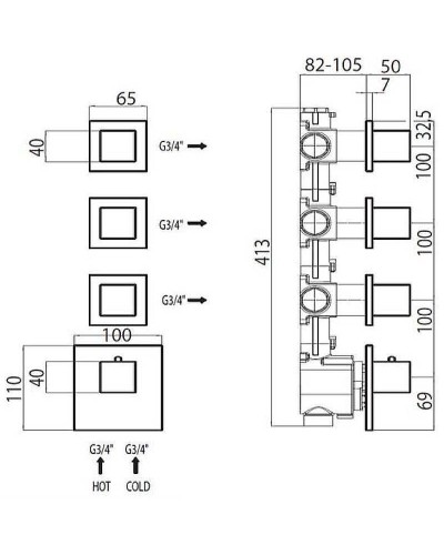 Смеситель для душа Bossini Oki Outlets Z031205.021 с термостатом Золото