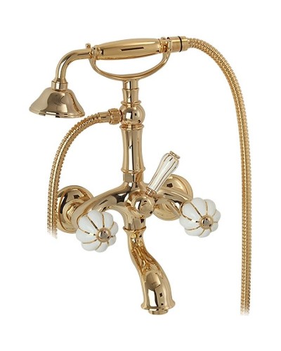Смеситель для ванны Migliore Olivia 19028 Золото Белый декор Золото