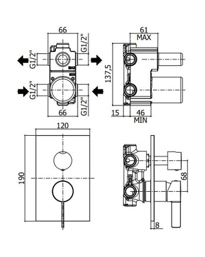 Смеситель для душа Paffoni Rock RO018CR Хром