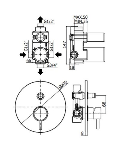 Смеситель для душа Paffoni Light LIG015HG Золото медовое