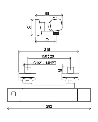 Смеситель для душа Ravak 10° Free X070154 с термостатом Черный матовый