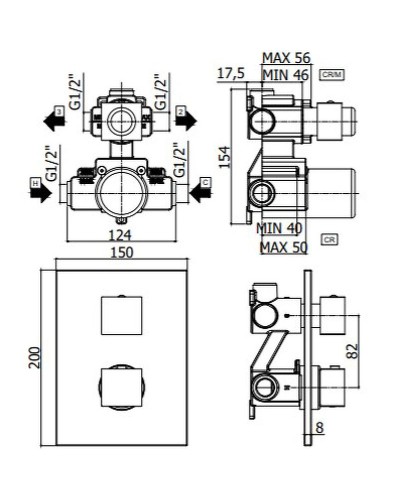 Смеситель для душа Paffoni Level LEQ518CR/M с термостатом Хром