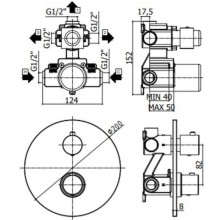 Смеситель для душа Paffoni Light LIQ019HG с термостатом Золото медовое
