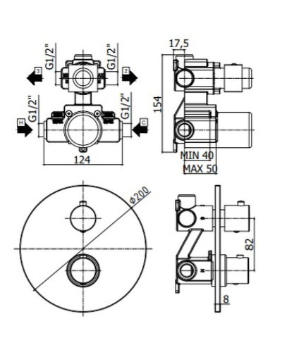 Смеситель для душа Paffoni Light LIQ018HG с термостатом Золото медовое