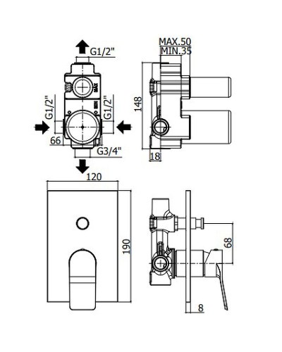 Смеситель для душа Paffoni Tilt TI015BO/M Белый матовый