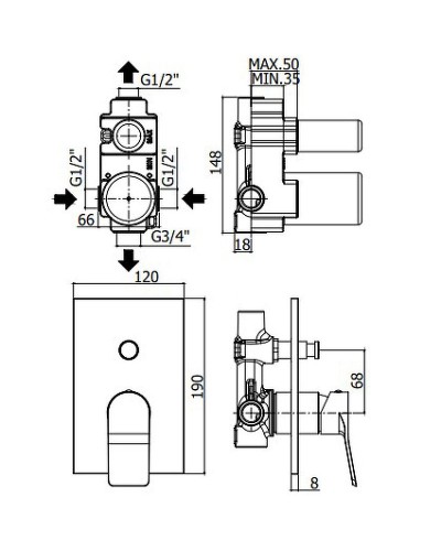 Смеситель для душа Paffoni Tilt TI015NO/M Черный матовый