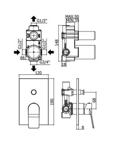 Смеситель для душа Paffoni Tilt TI015CR/M Хром