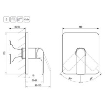 Смеситель для душа Ravak Flat FL 066.20 X070180 Черный матовый