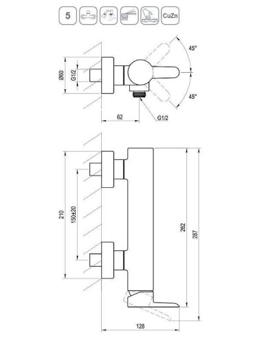 Смеситель для душа Ravak Puri PU 032.20/150 X070187 Черный матовый