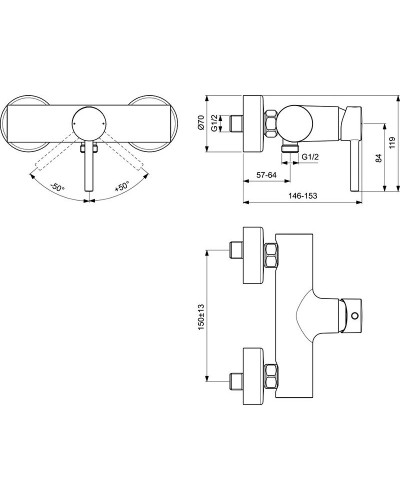 Смеситель для душа Ideal Standard Kolva BC674AA Хром