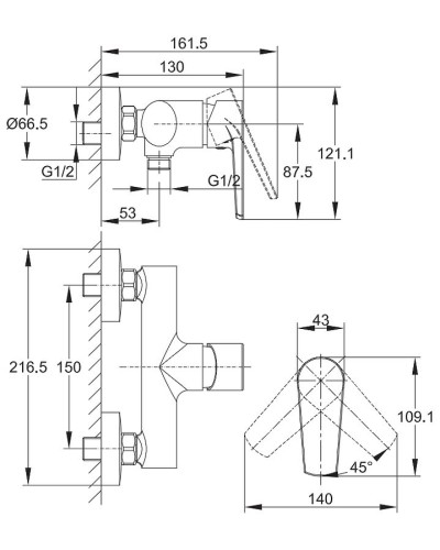 Смеситель для душа Cersanit Moduo 64099 Хром