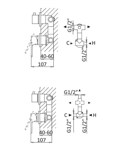 Смеситель для душа Cezares Nautic NAUTIC-VDIM2-M-01 Хром