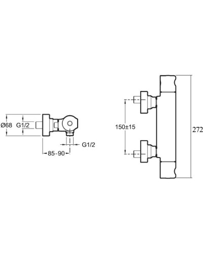 Смеситель для душа Jacob Delafon Singulier E10872-CP с термостатом Хром