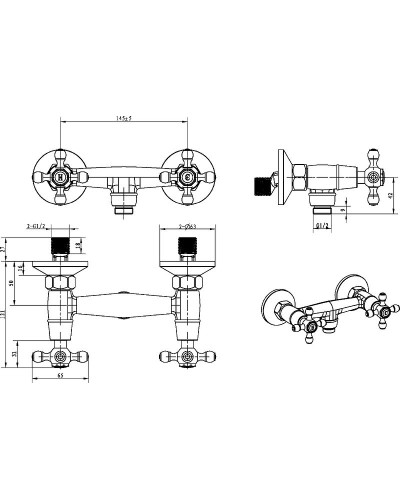 Смеситель для душа Boheme Royal Cristal 314-Royal Бронза