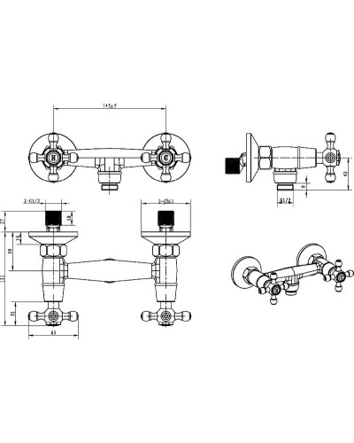 Смеситель для душа Boheme Royal Cristal 294-Royal Золото