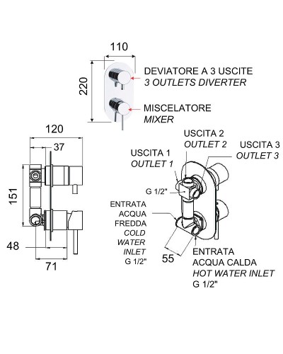 Смеситель для душа Remer X-Style X93 Хром