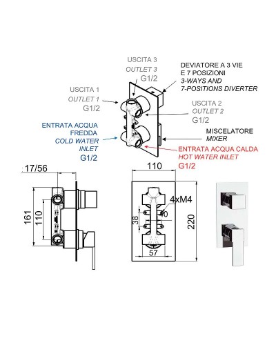 Смеситель для душа Remer Qubica Q937 Хром
