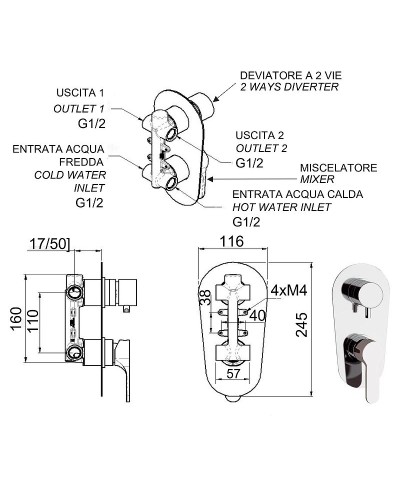Смеситель для душа Remer Winner W92 Хром