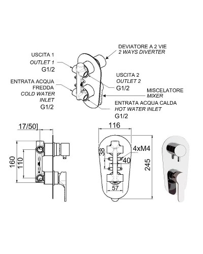 Смеситель для душа Remer Winner W93 Хром