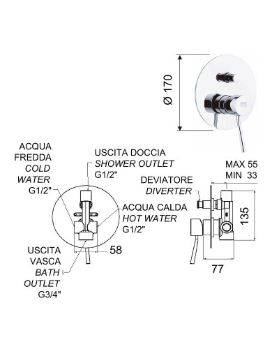 Смеситель для душа Remer Minimal N09L Хром