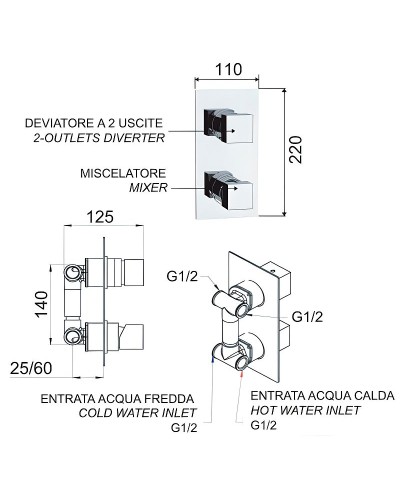Смеситель для душа Remer SQ3 S923 Хром