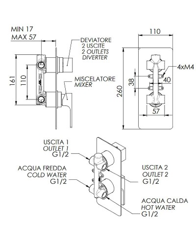 Смеситель для душа Remer Absolute AU92 Хром