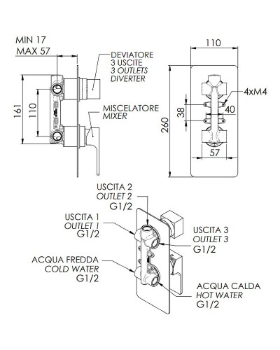 Смеситель для душа Remer Absolute AU93 Хром