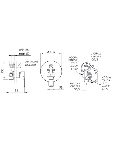 Смеситель для душа Remer Energy EY09 Хром