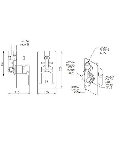 Смеситель для душа Remer Energy EY09L Хром